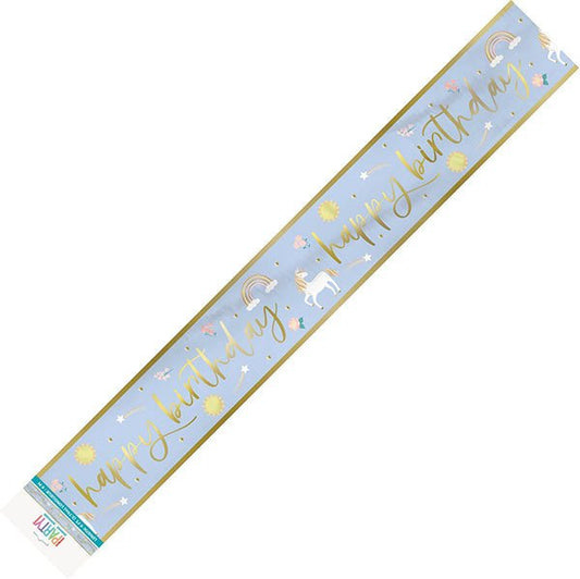 Dainty Unicorn "Happy Birthday" Foil Banner - 2.74m - The Party Marketplace