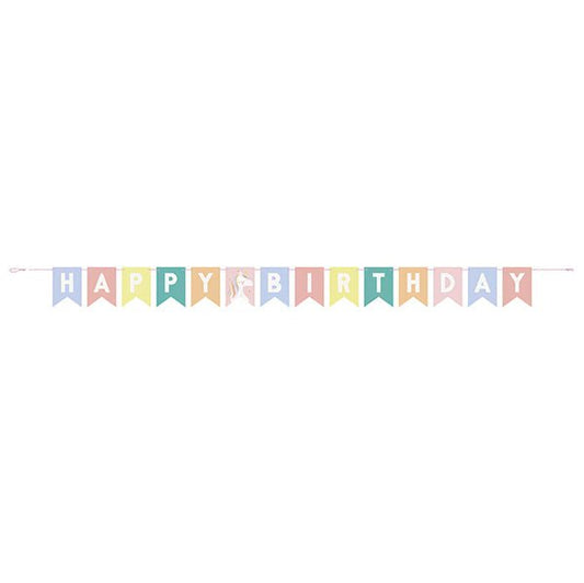 Dainty Unicorn "Happy Birthday" Pennant Banner - 2.13m - The Party Marketplace