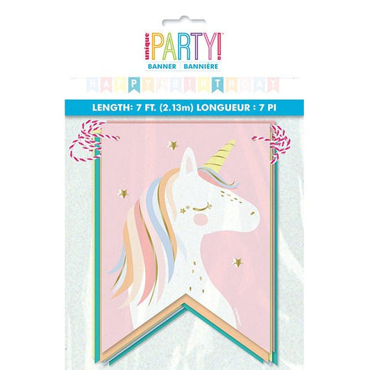 Dainty Unicorn "Happy Birthday" Pennant Banner - 2.13m - The Party Marketplace
