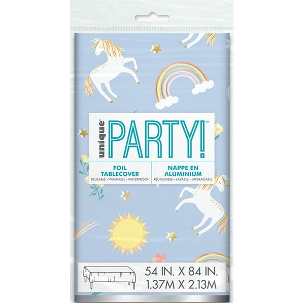 Dainty Unicorn Printed Foil Tablecover 137cm x 213cm - The Party Marketplace