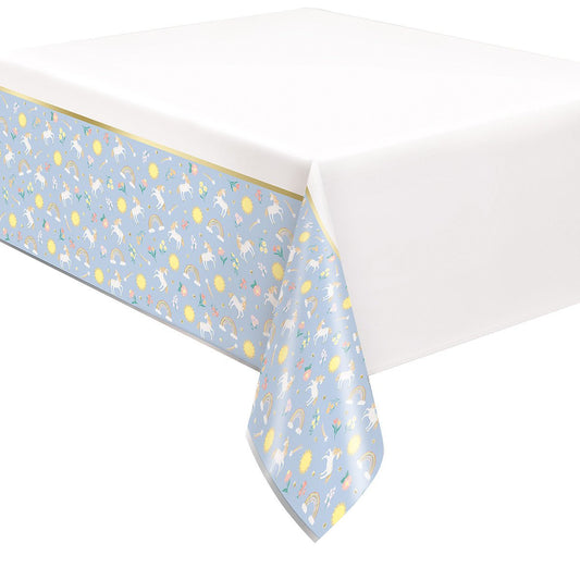 Dainty Unicorn Printed Foil Tablecover 137cm x 213cm - The Party Marketplace