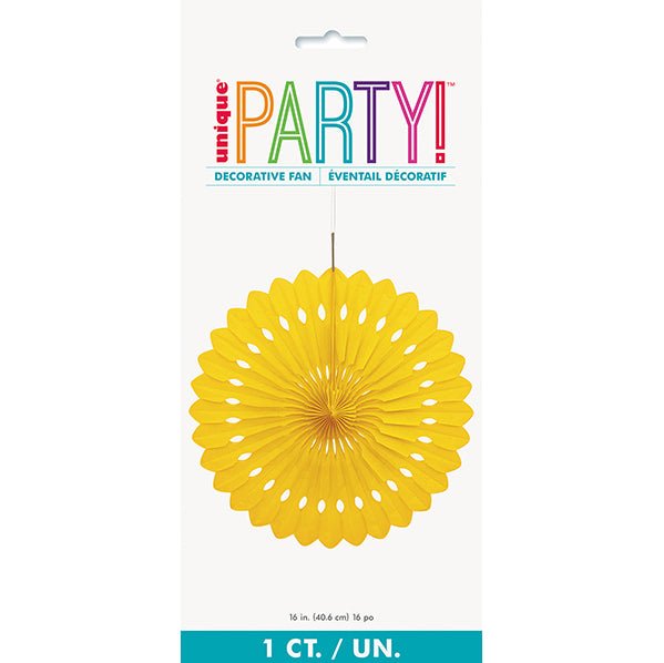 Decorative Fan - Sunflower Yellow 40cm - The Party Marketplace