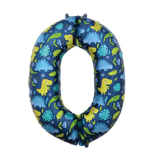 Dino "0" Numeral Foil Balloon (86cm) - The Party Marketplace