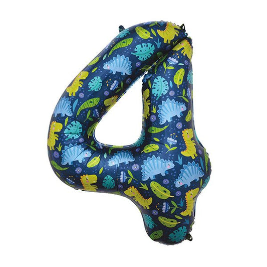 Dino "4" Numeral Foil Balloon (86cm) - The Party Marketplace