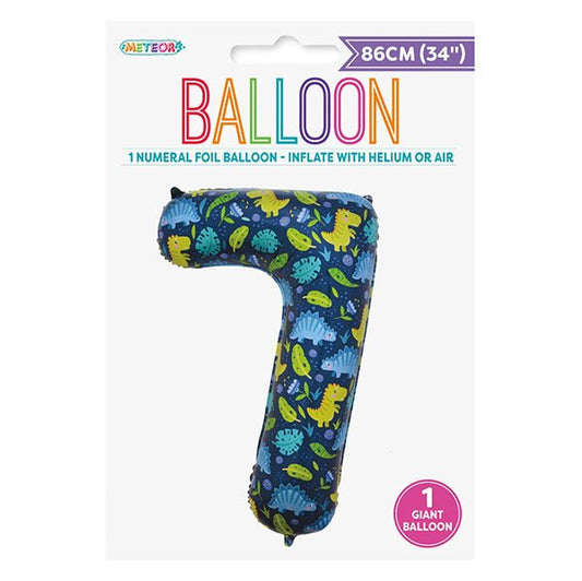 Dino "7" Numeral Foil Balloon (86cm) - The Party Marketplace