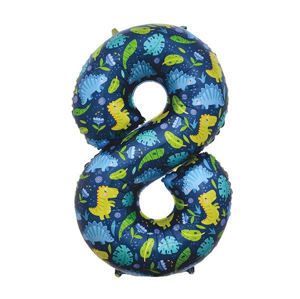 Dino "8" Numeral Foil Balloon (86cm) - The Party Marketplace