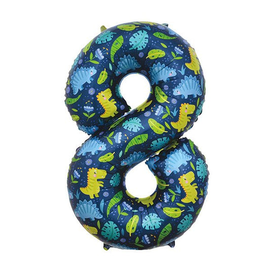 Dino "8" Numeral Foil Balloon (86cm) - The Party Marketplace