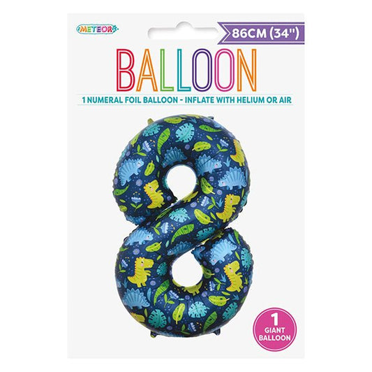 Dino "8" Numeral Foil Balloon (86cm) - The Party Marketplace