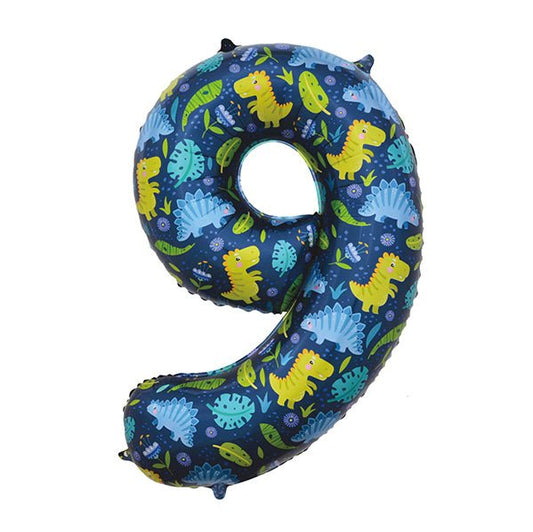 Dino "9" Numeral Foil Balloon (86cm) - The Party Marketplace