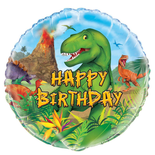 Dinosaur "Happy Birthday" Foil Balloon 45cm - The Party Marketplace