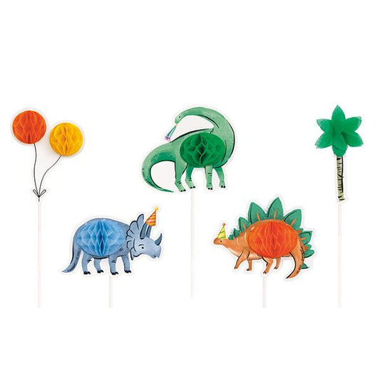 Dinosaur Honeycomb Cake Topper Kit (Pack of 5) - The Party Marketplace