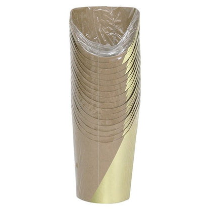 Disposable Charcuterie Cups - Kraft Paper With Gold Foil Stamp 222ml (Pack of 16) - The Party Marketplace