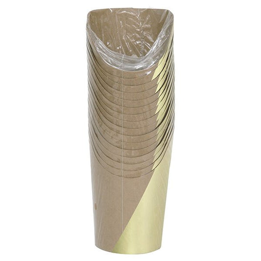 Disposable Charcuterie Cups - Kraft Paper With Gold Foil Stamp 222ml (Pack of 16) - The Party Marketplace