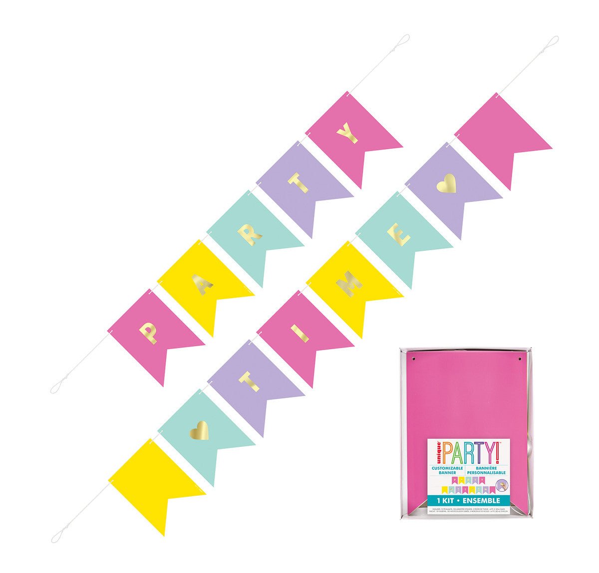 DIY Pastel Pennant Banner With Stickers - 1.82m - The Party Marketplace