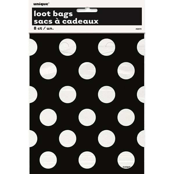 Dots Midnight Black Loot Bags (Pack of 8) - The Party Marketplace