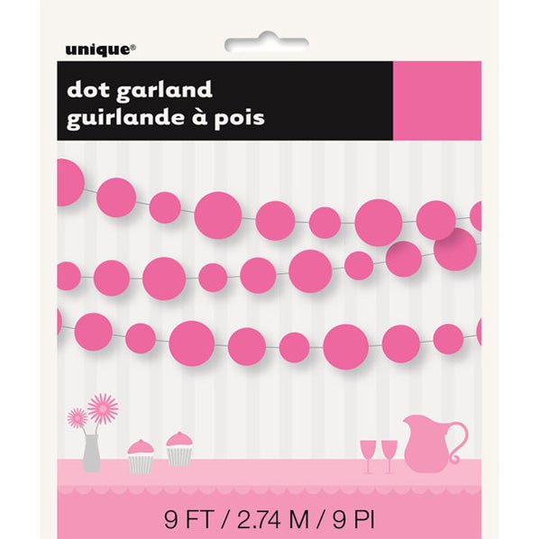 Dots Paper Garland - Hot Pink (2.74m) - The Party Marketplace