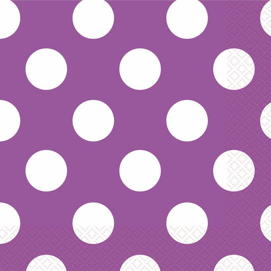Dots Pretty Purple Beverage Napkins (Pack of 16) - The Party Marketplace