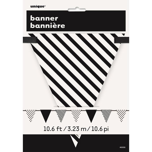 Dots & Stripes Paper Flag Banner - Midnight Black 3.65m - The Party Marketplace