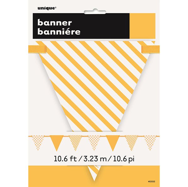 Dots & Stripes Paper Flag Banner - Sunflower Yellow 3.65m - The Party Marketplace