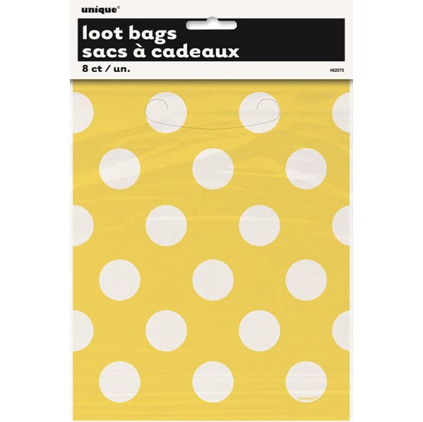 Dots Sunflower Yellow Loot Bags (Pack of 8) - The Party Marketplace