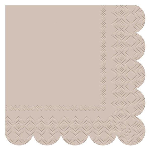 Earthy Brown Scalloped Edge Luncheon Napkins (Pack of 16) - The Party Marketplace