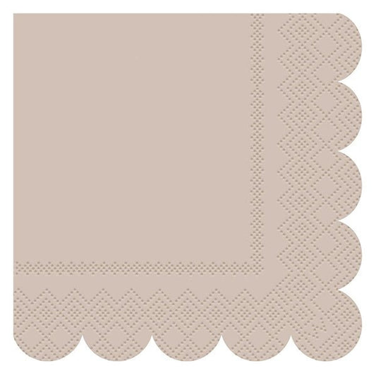 Earthy Brown Scalloped Edge Luncheon Napkins (Pack of 16) - The Party Marketplace