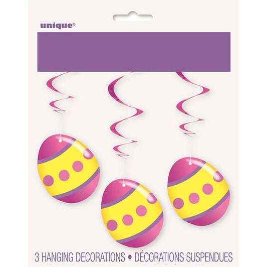 Easter Egg Hanging Swirl Decorations (Pack of 3) - The Party Marketplace