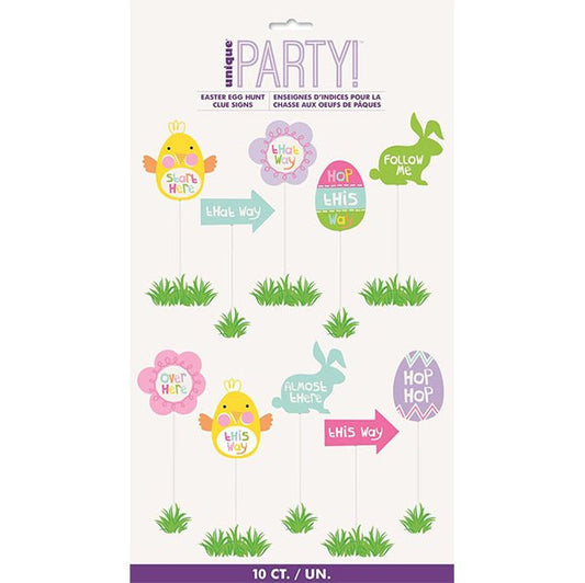 Easter Egg Hunt Clue Signs (Pack of 10) - The Party Marketplace