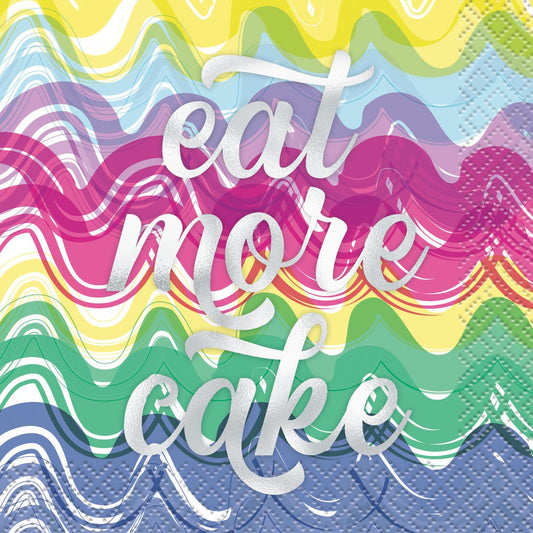 "Eat More Cake" Foil Stamped Beverage Napkins (Pack of 16) - The Party Marketplace