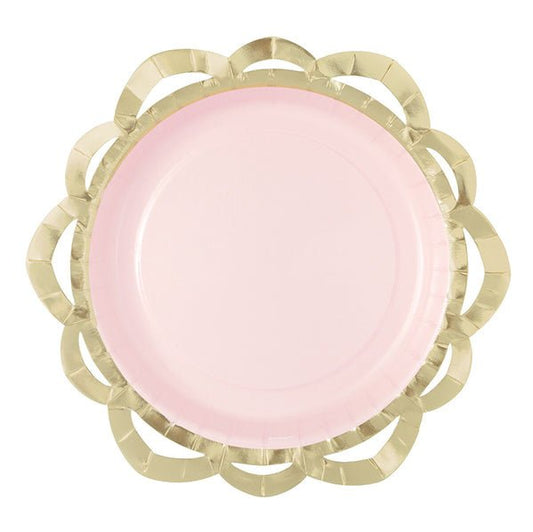 Elegant Valentine Gold Foil Stamped Paper Plates 20cm (Pack of 8) - The Party Marketplace