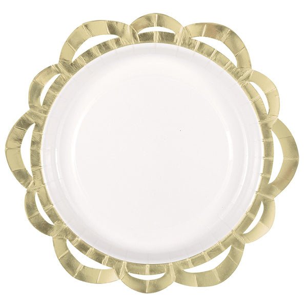 Elegant Valentine Gold Foil Stamped Paper Plates 25cm (Pack of 6) - The Party Marketplace