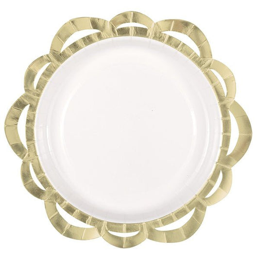 Elegant Valentine Gold Foil Stamped Paper Plates 25cm (Pack of 6) - The Party Marketplace