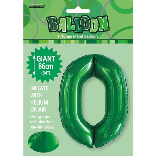 Emerald Green "0" Numeral Foil Balloon (86cm) - The Party Marketplace