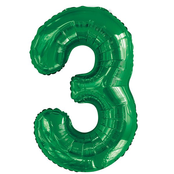 Emerald Green "3" Numeral Foil Balloon (86cm) - The Party Marketplace