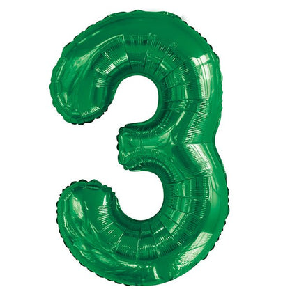 Emerald Green "3" Numeral Foil Balloon (86cm) - The Party Marketplace