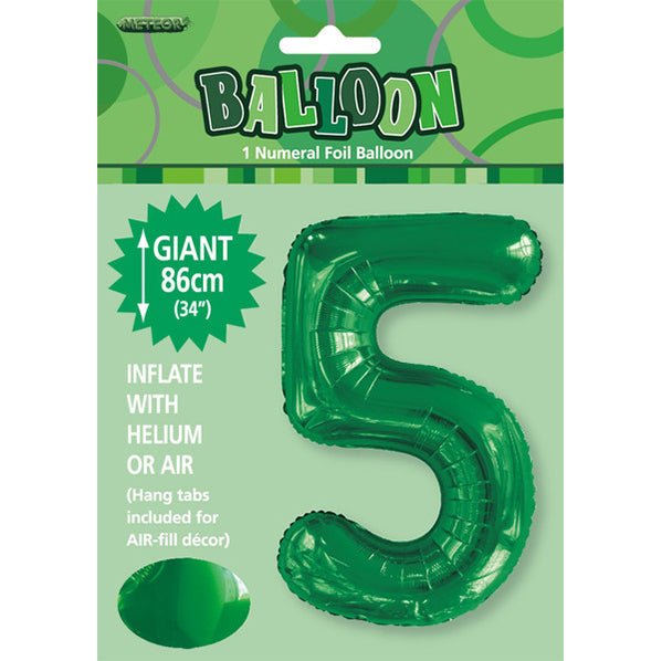 Emerald Green "5" Numeral Foil Balloon (86cm) - The Party Marketplace