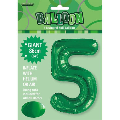 Emerald Green "5" Numeral Foil Balloon (86cm) - The Party Marketplace
