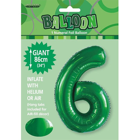 Emerald Green "6" Numeral Foil Balloon (86cm) - The Party Marketplace