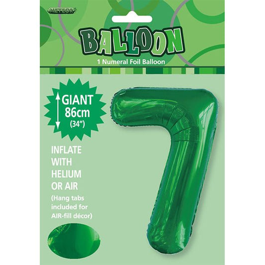 Emerald Green "7" Numeral Foil Balloon (86cm) - The Party Marketplace