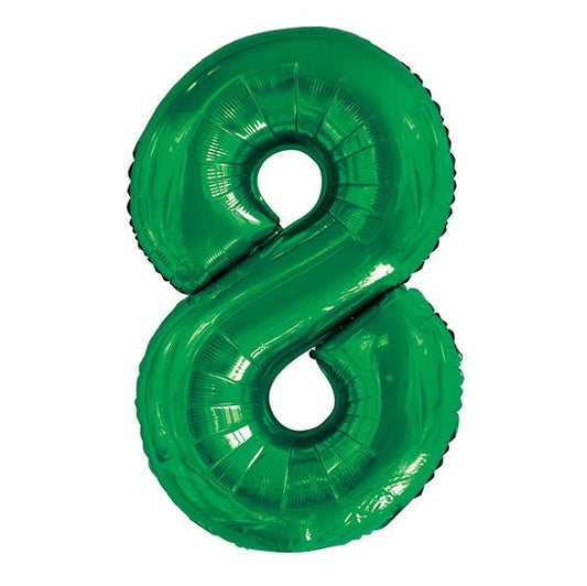 Emerald Green "8" Numeral Foil Balloon (86cm) - The Party Marketplace