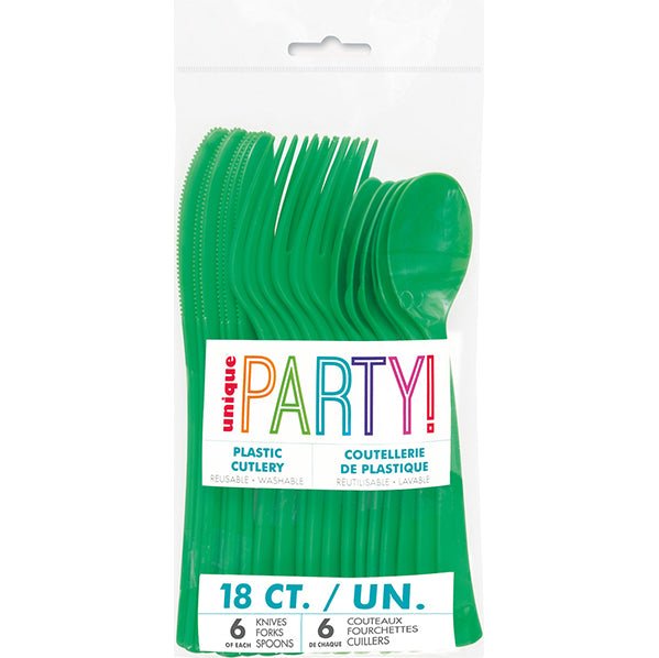 Emerald Green Assorted Cutlery (Pack of 18) - The Party Marketplace