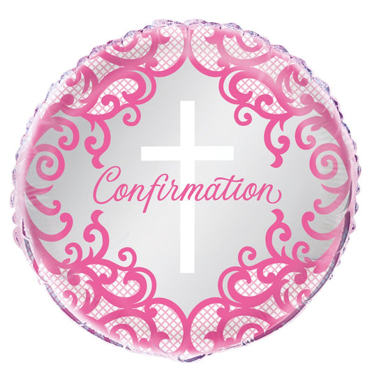 Fancy Pink Cross Confirmation Foil Balloon 45cm - The Party Marketplace