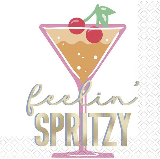 "Feelin' Spritzy" Foil Stamped Beverage Napkins (Pack of 16) - The Party Marketplace