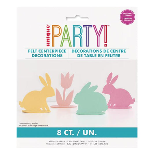 Felt Bunny Centrepiece Decorations - Assorted Sizes (Pack of 8) - The Party Marketplace