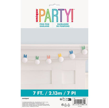 Felt Bunny Ears Pom Pom Garland (2.13m) - The Party Marketplace