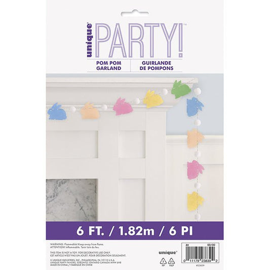 Felt Bunny & Pom Pom Garland (1.82m) - The Party Marketplace