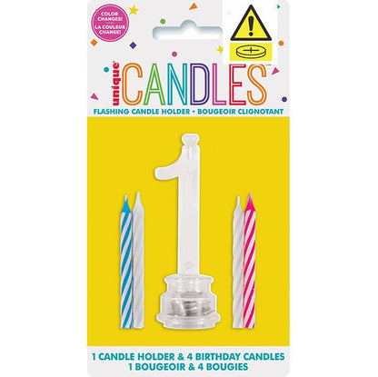 Flashing Birthday Candle Holder - 1 (pack of 5) - The Party Marketplace