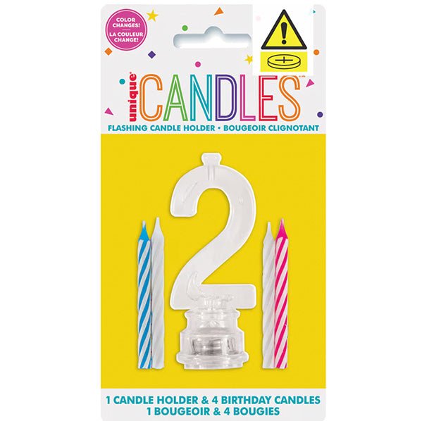 Flashing Birthday Candle Holder - 2 (pack of 5) - The Party Marketplace
