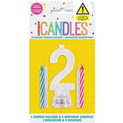 Flashing Birthday Candle Holder - 2 (pack of 5) - The Party Marketplace