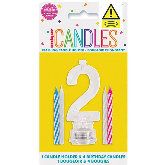 Flashing Birthday Candle Holder - 2 (pack of 5) - The Party Marketplace